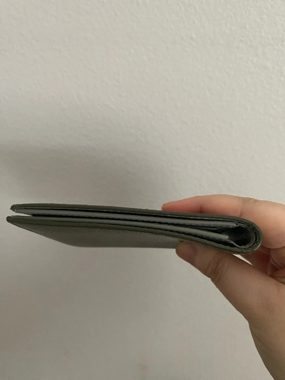 Dunhill Olive Green Leather Bi-Fold Wallet with Silver Monogram